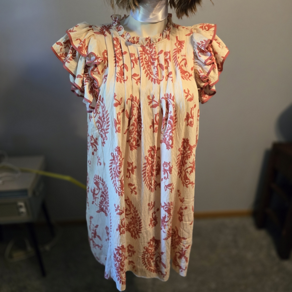 Umgee Floral Ruffle Sleeve Dress
